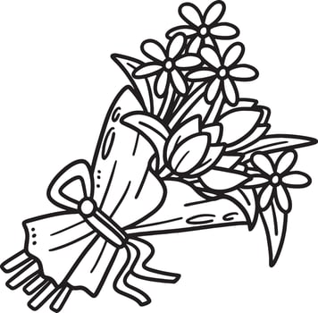Bouquet Flowers Isolated Coloring Page for Kids vector