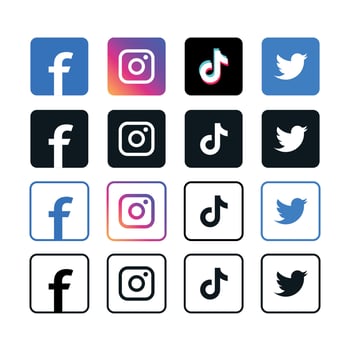 Popular social network symbols, social media logo icons collection vector