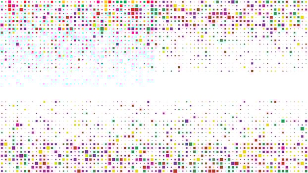 Abstract geometric background of squares. Multicolor pixel background with empty space. Vector illustration.