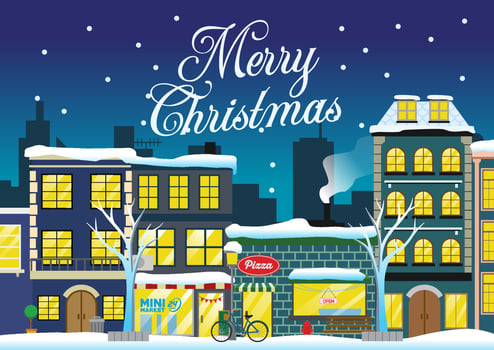 christmas town in the winter vector