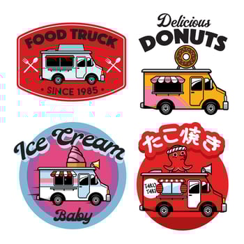 food truck badge mascot vector