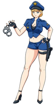 Anime Police Officer on White vector