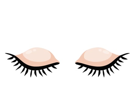 Two Closed eye. Detail of face. Eyelid with eyelashes. Flat cartoon illustration isolated on white background vector