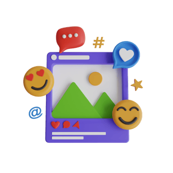 3D Social media platform, online social communication applications concept. png