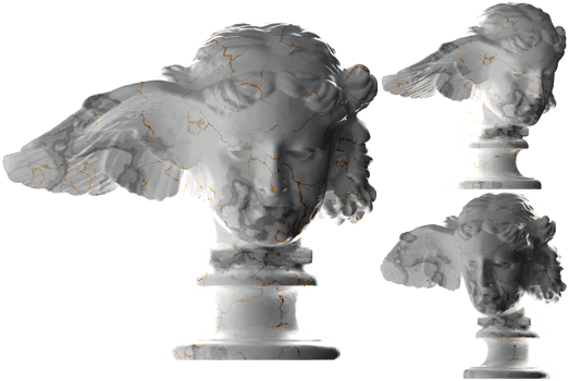 Luxurious white marble and gold Hypnos statue rendered in 3D. Perfect for album covers, apparel design, and social media promotion png