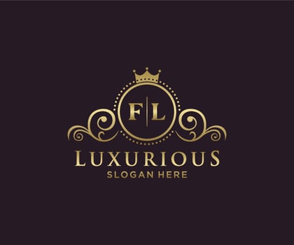 Initial FL Letter Royal Luxury Logo template in vector art for Restaurant, Royalty, Boutique, Cafe, Hotel, Heraldic, Jewelry, Fashion and other vector illustration.