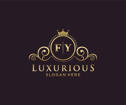 Initial FY Letter Royal Luxury Logo template in vector art for Restaurant, Royalty, Boutique, Cafe, Hotel, Heraldic, Jewelry, Fashion and other vector illustration.