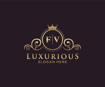 Initial FV Letter Royal Luxury Logo template in vector art for Restaurant, Royalty, Boutique, Cafe, Hotel, Heraldic, Jewelry, Fashion and other vector illustration.