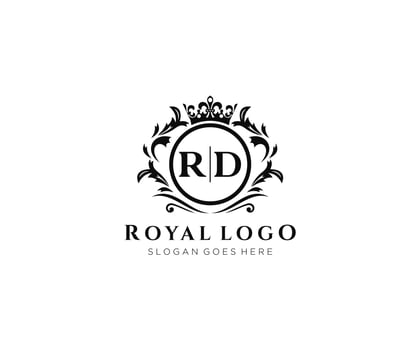 Initial RD Letter Luxurious Brand Logo Template, for Restaurant, Royalty, Boutique, Cafe, Hotel, Heraldic, Jewelry, Fashion and other vector illustration.