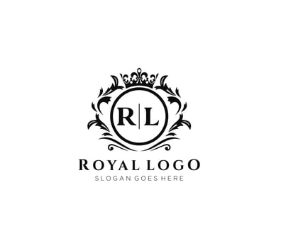 Initial RL Letter Luxurious Brand Logo Template, for Restaurant, Royalty, Boutique, Cafe, Hotel, Heraldic, Jewelry, Fashion and other vector illustration.