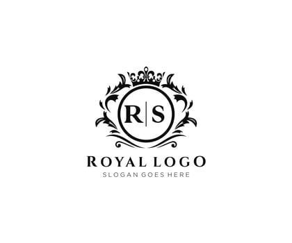 Initial RS Letter Luxurious Brand Logo Template, for Restaurant, Royalty, Boutique, Cafe, Hotel, Heraldic, Jewelry, Fashion and other vector illustration.