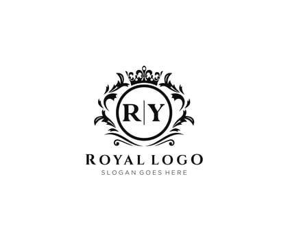 Initial RY Letter Luxurious Brand Logo Template, for Restaurant, Royalty, Boutique, Cafe, Hotel, Heraldic, Jewelry, Fashion and other vector illustration.