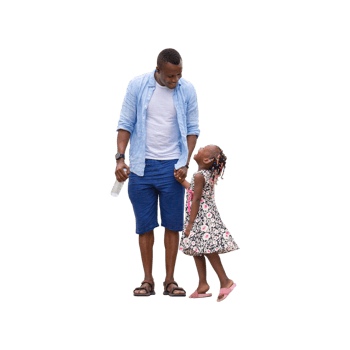 Cheerful African American father and daughter png