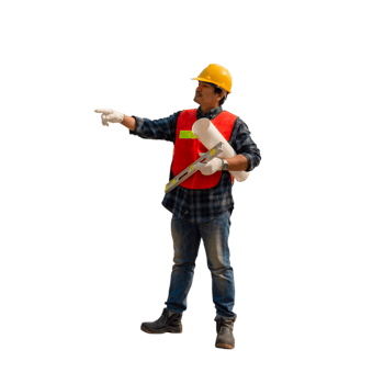 Engineer man, worker in hard hat png