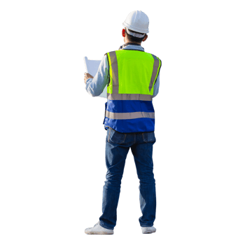 Engineer man, worker in hard hat png