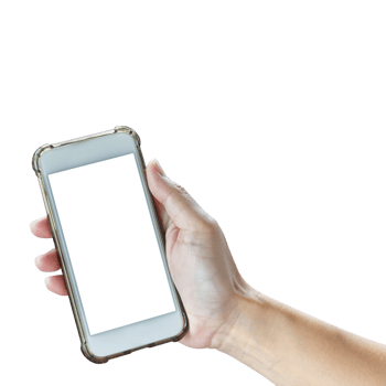 Woman hand holding mobile smartphone png