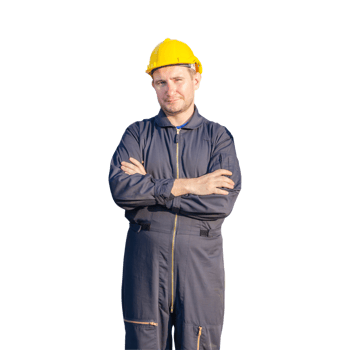 Engineer, worker man in hard hat with crossed arms png