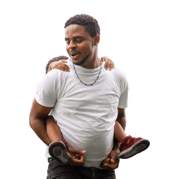 Father carrying son, African American kids and his father png