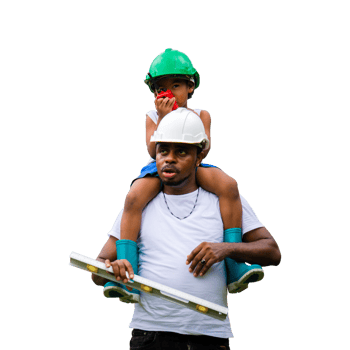 Father carrying son on shoulders, African American kids and his father png