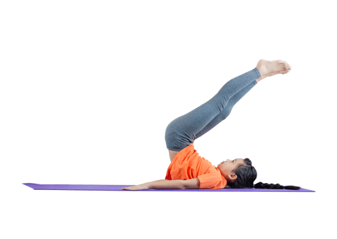 Happy little cute girl practicing yoga at home, Kids' sport concept png