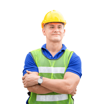 Portrait of Engineer man in a uniform with arm crossed, foreman worker in hardhat, job and occupation concepts png