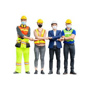 Engineer and worker team with handshake, foreman in hardhat, job and occupation concepts png