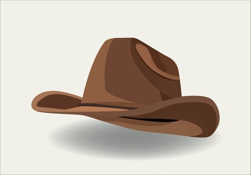 American men wild west ride beige leather lid isolated on white background. vector