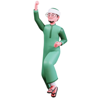 3D Character Muslim Male with green clothes png