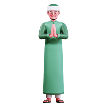 3D Character Muslim Male with green clothes png