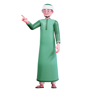 3D Character Muslim Male with green clothes png