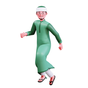 3D Character Muslim Male with green clothes png