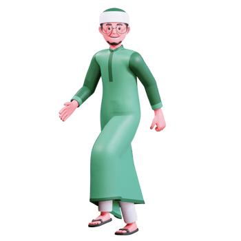 3D Character Muslim Male with green clothes png