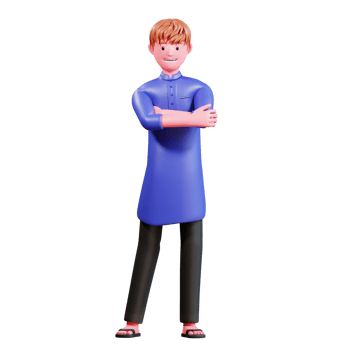 3D Character Muslim Male with blue clothes png