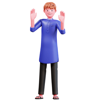 3D Character Muslim Male with blue clothes png