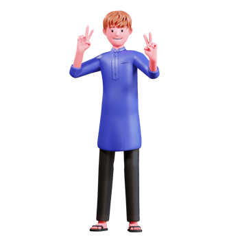 3D Character Muslim Male with blue clothes png