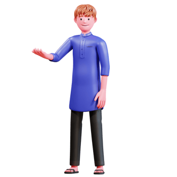 3D Character Muslim Male with blue clothes png