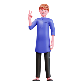 3D Character Muslim Male with blue clothes png