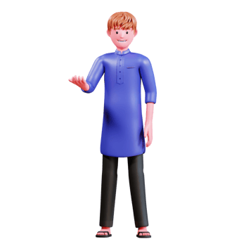 3D Character Muslim Male with blue clothes png