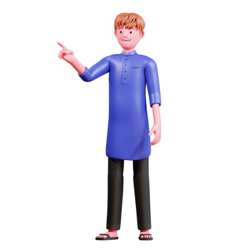 3D Character Muslim Male with blue clothes png