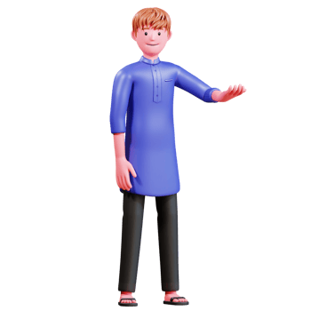 3D Character Muslim Male with blue clothes png