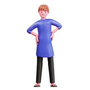 3D Character Muslim Male with blue clothes png