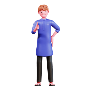 3D Character Muslim Male with blue clothes png