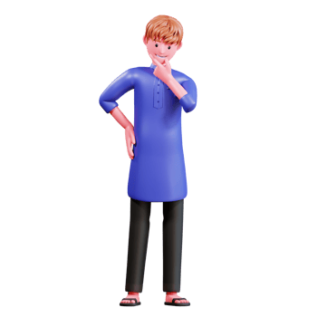 3D Character Muslim Male with blue clothes png
