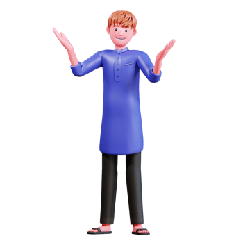3D Character Muslim Male with blue clothes png