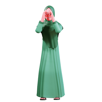 3D Character Muslim Female with green clothes png