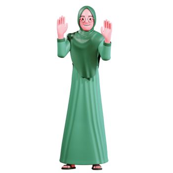 3D Character Muslim Female with green clothes png