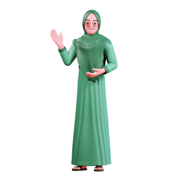 3D Character Muslim Female with green clothes png