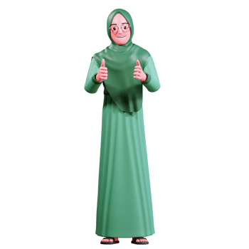 3D Character Muslim Female with green clothes png