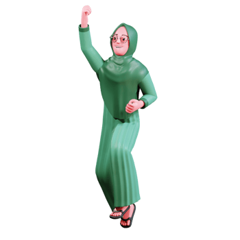 3D Character Muslim Female with green clothes png