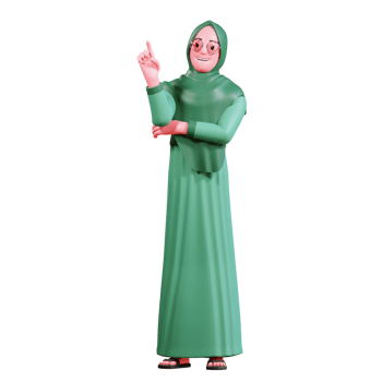 3D Character Muslim Female with green clothes png